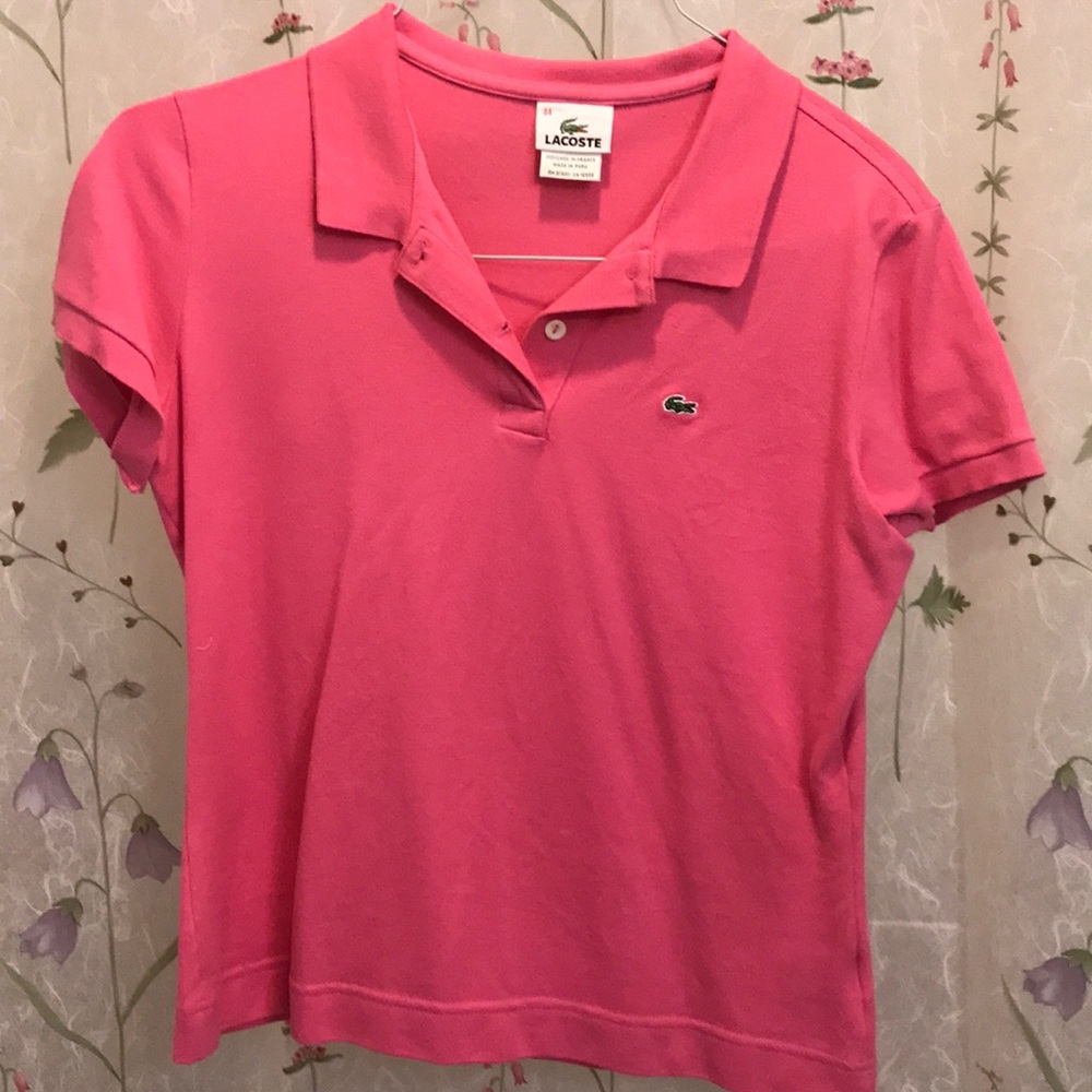Pink Lacoste polo